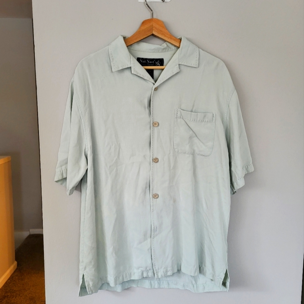 Nat Nast short sleeve 100% silk button down